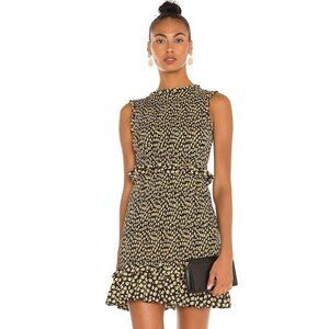 Likely NWT Sleeveless Smocked Faye Mini Dress in Black & Gold size 8